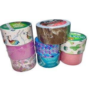 Duck Brand Scotch + Duct Tape Mixed Lot of 8 Rolls Camo Unicorn Mermaid Paisley